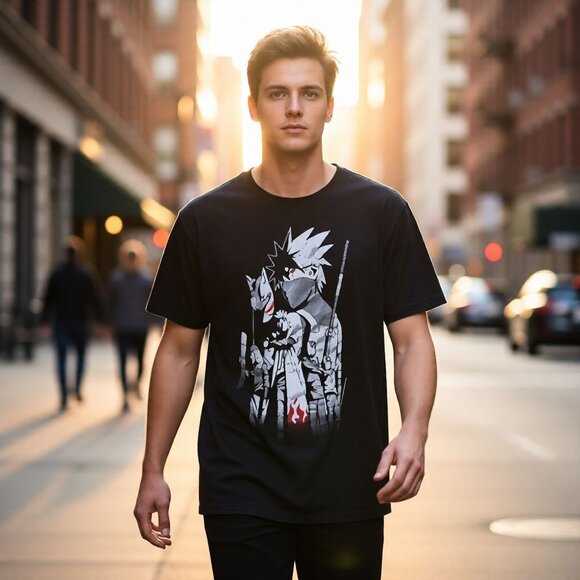 Naruto Shippuden Graphic T-Shirt 2X Black Anime Kakashi Dog Print Short Sleeve C - Picture 3 of 7